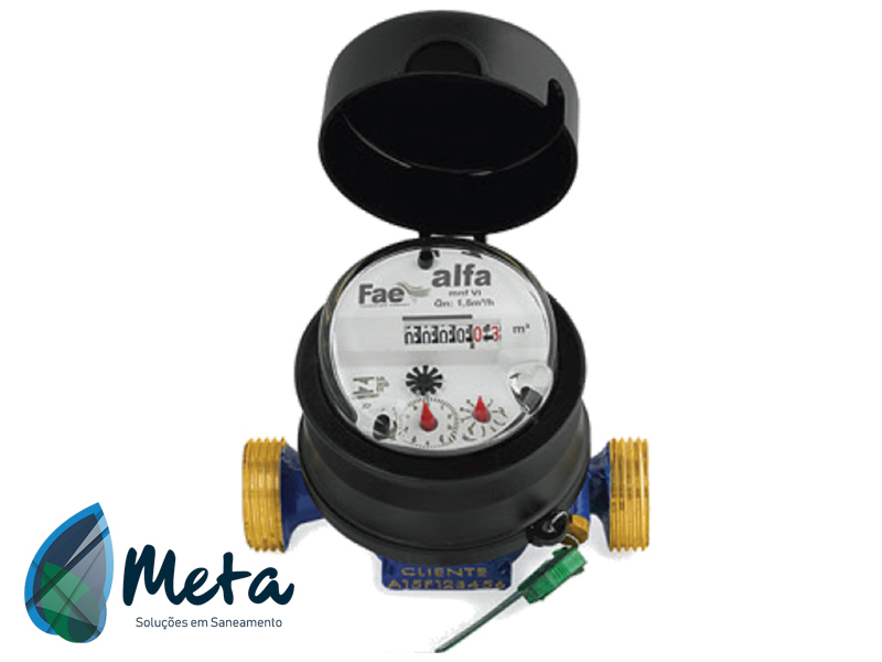 � o hidr�metro taquim�trico com turbina acionada por um s� jato de l�quido. � tamb�m chamado de hidr�metro unijato ou de jato �nico. Outra caracter�stica dos hidr�metros monojatos, � que o jato de �gua incide diretamente na turbina. Classe A ou B.