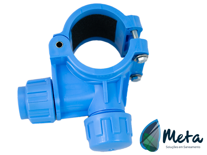 O T� de Servi�o Integrado serve para aplica��o sob press�o de servi�o de 1,6 MPA para ramais prediais da rede de distribui��o de �gua de PVC ou Polipropileno. A Meta Saneamento oferece a pe�a em diversos di�metros em formato PEAD e PVC.