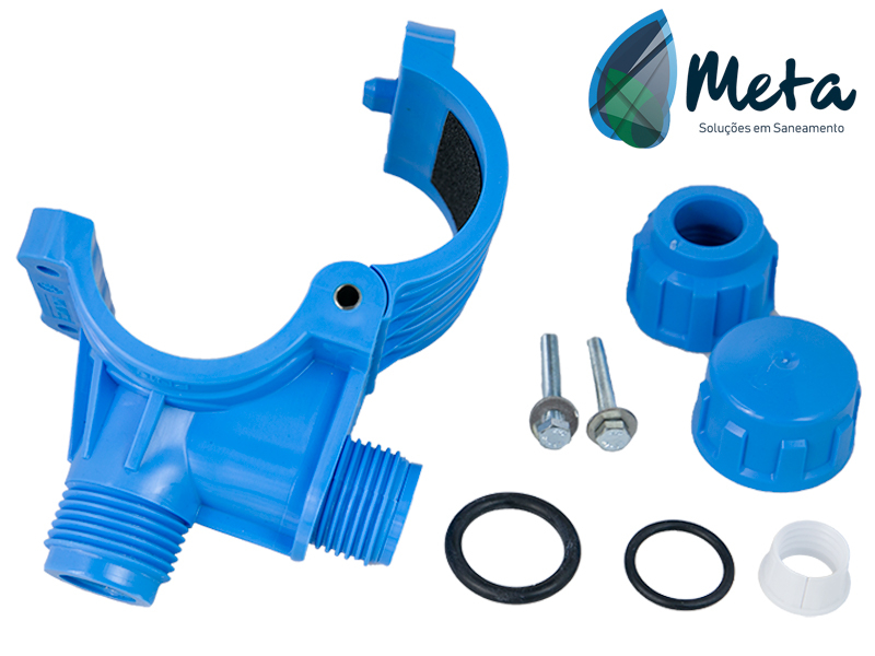 O T� de Servi�o Integrado serve para aplica��o sob press�o de servi�o de 1,6 MPA para ramais prediais da rede de distribui��o de �gua de PVC ou Polipropileno. A Meta Saneamento oferece a pe�a em diversos di�metros em formato PEAD e PVC.